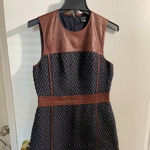 Theory Navy & Faux Leather Dress